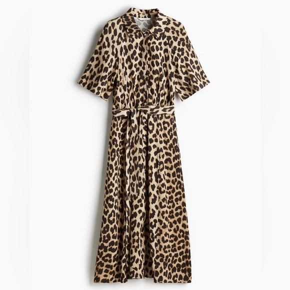 H&M Leopard Print Tie-Belt Dress - Size M - Picture 5 of 12